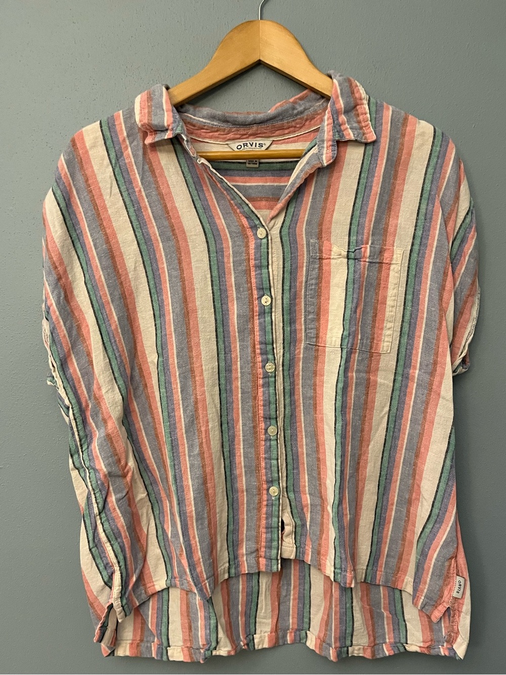 Orvis Striped Linen Blend Button-Front Shirt